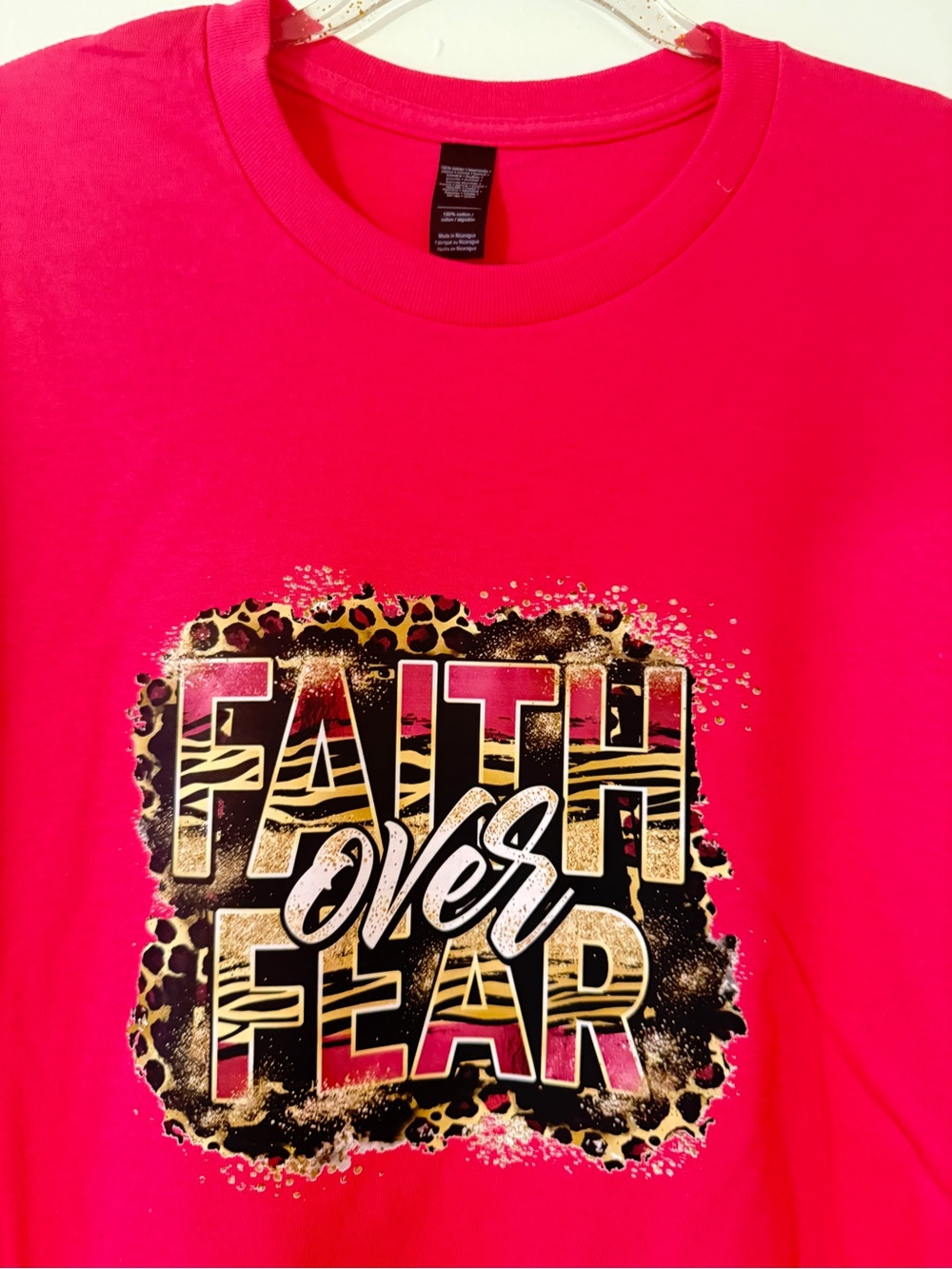 Faith Over Fear Graphic Tee - Hot Pink Girls' Top